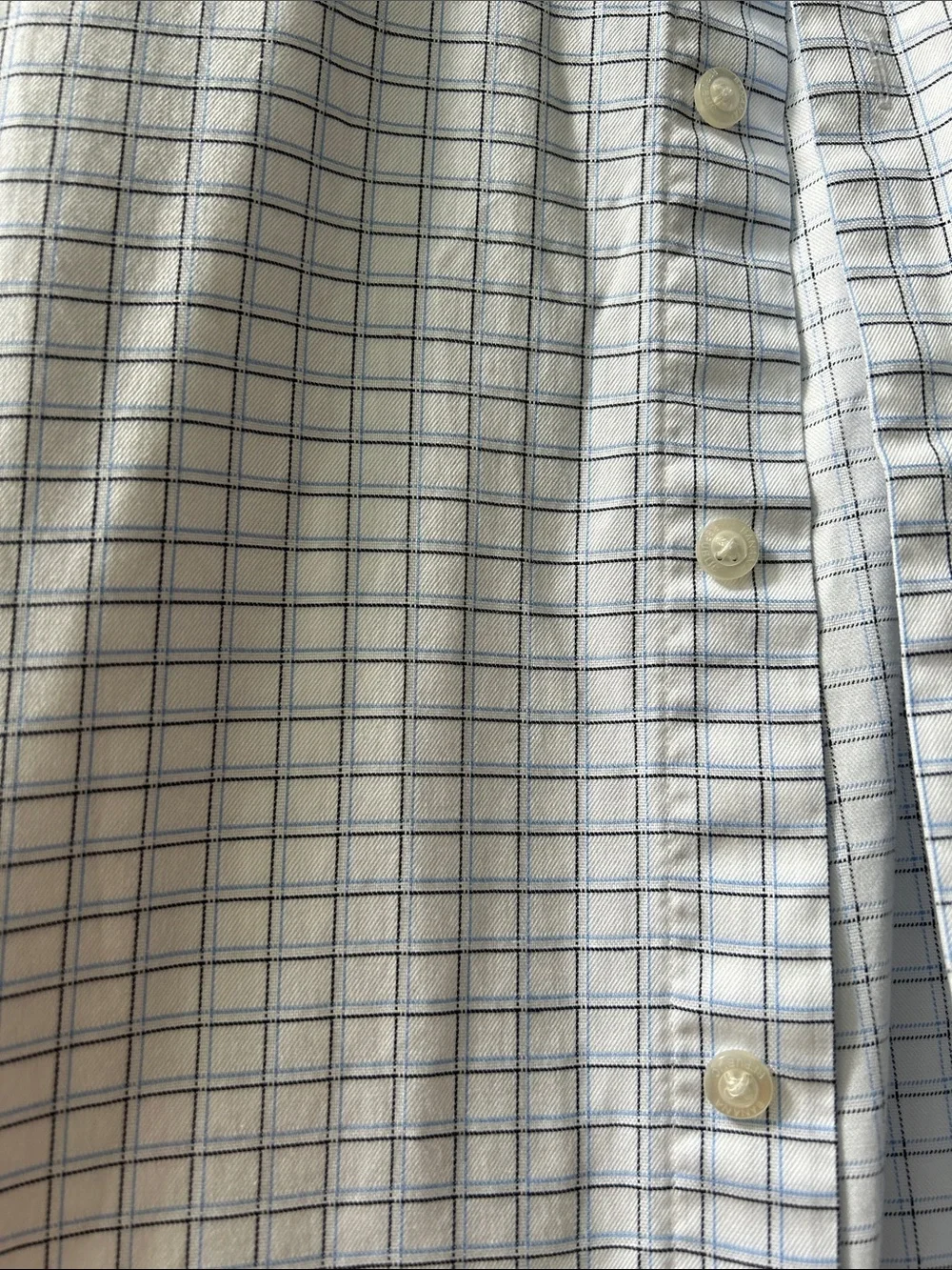 Men’s Banana Republic White Dress Shirt with Light Blue Check